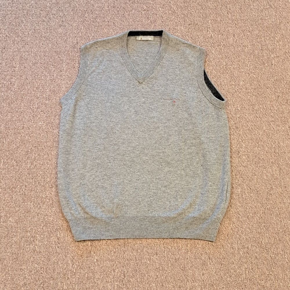 Harmont & Blaine Sport Vest Men's Small Grey V-Neck Sleeveless Jumper 100%‎ Wool